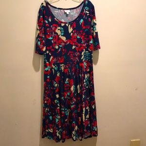 LulaRoe Nicole dress Size XL. Blue and red.